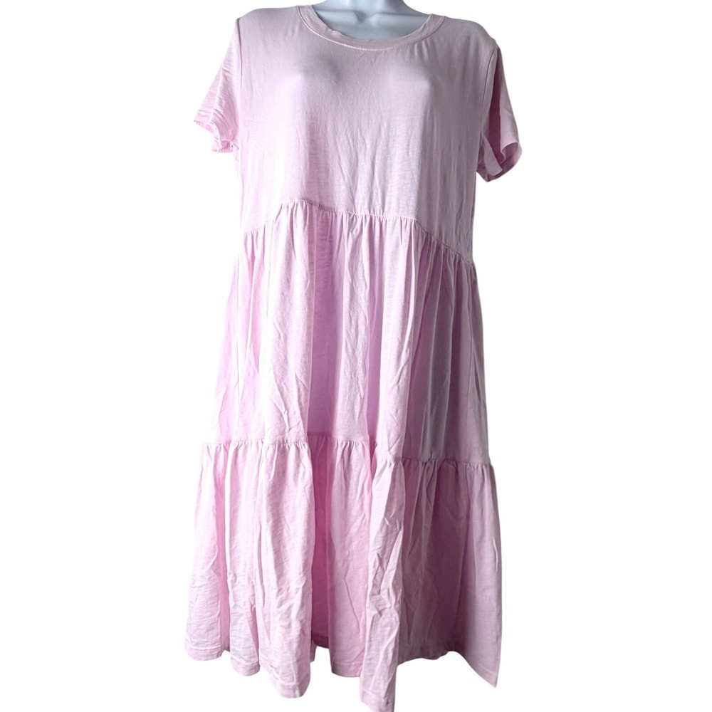Sundry Light Pink Tiered Cotton Dress